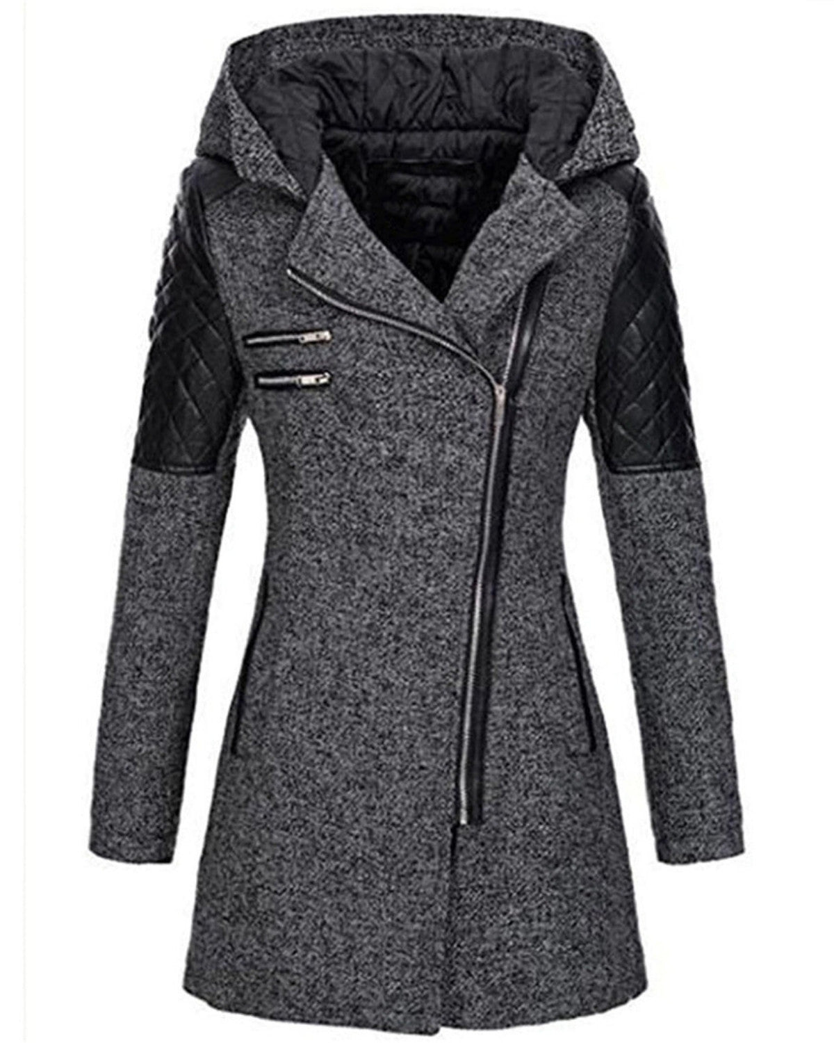 Lange winterjas met capuchon en elegante pasvorm – Dames