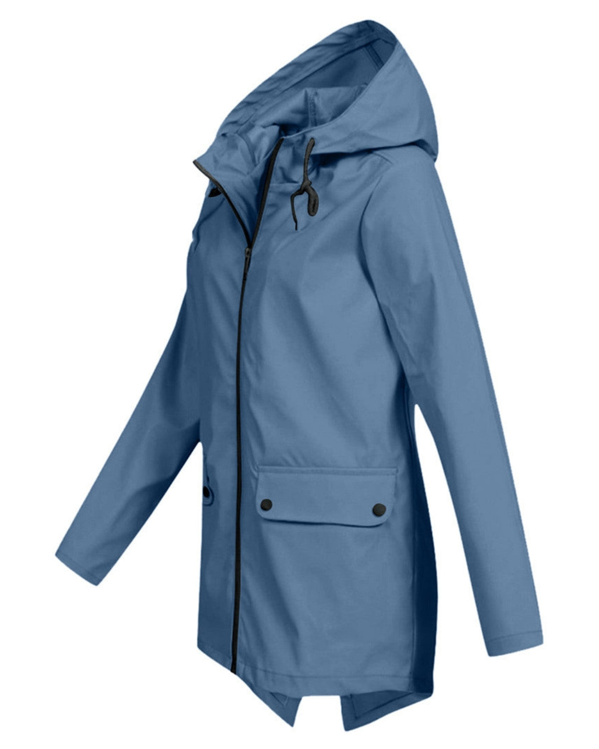 Lange waterdichte regenjas met capuchon – Dames