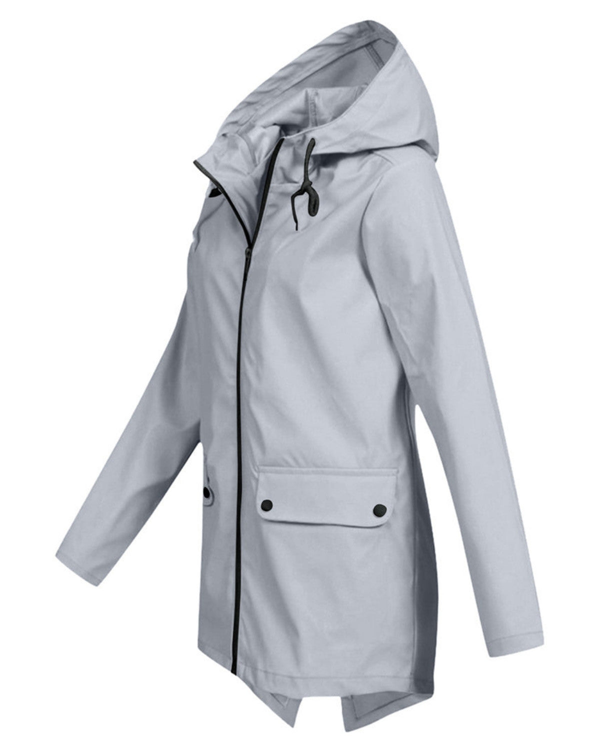Lange waterdichte regenjas met capuchon – Dames