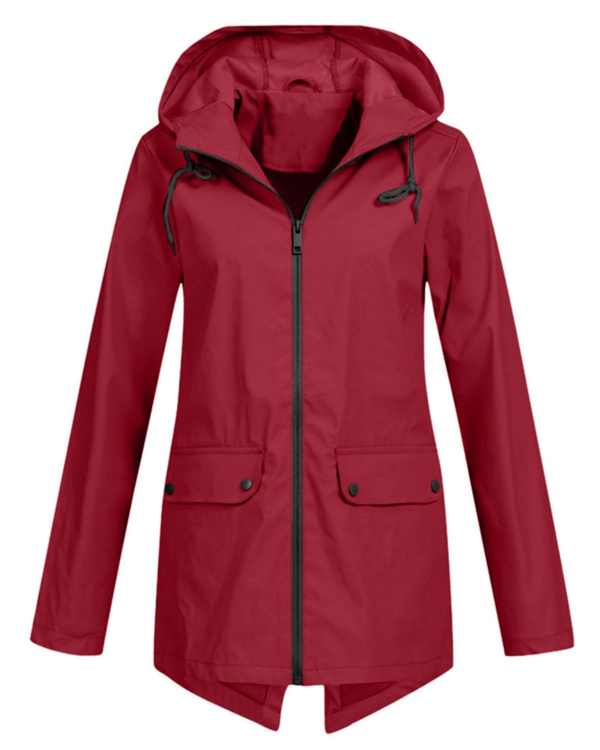 Lange waterdichte regenjas met capuchon – Dames