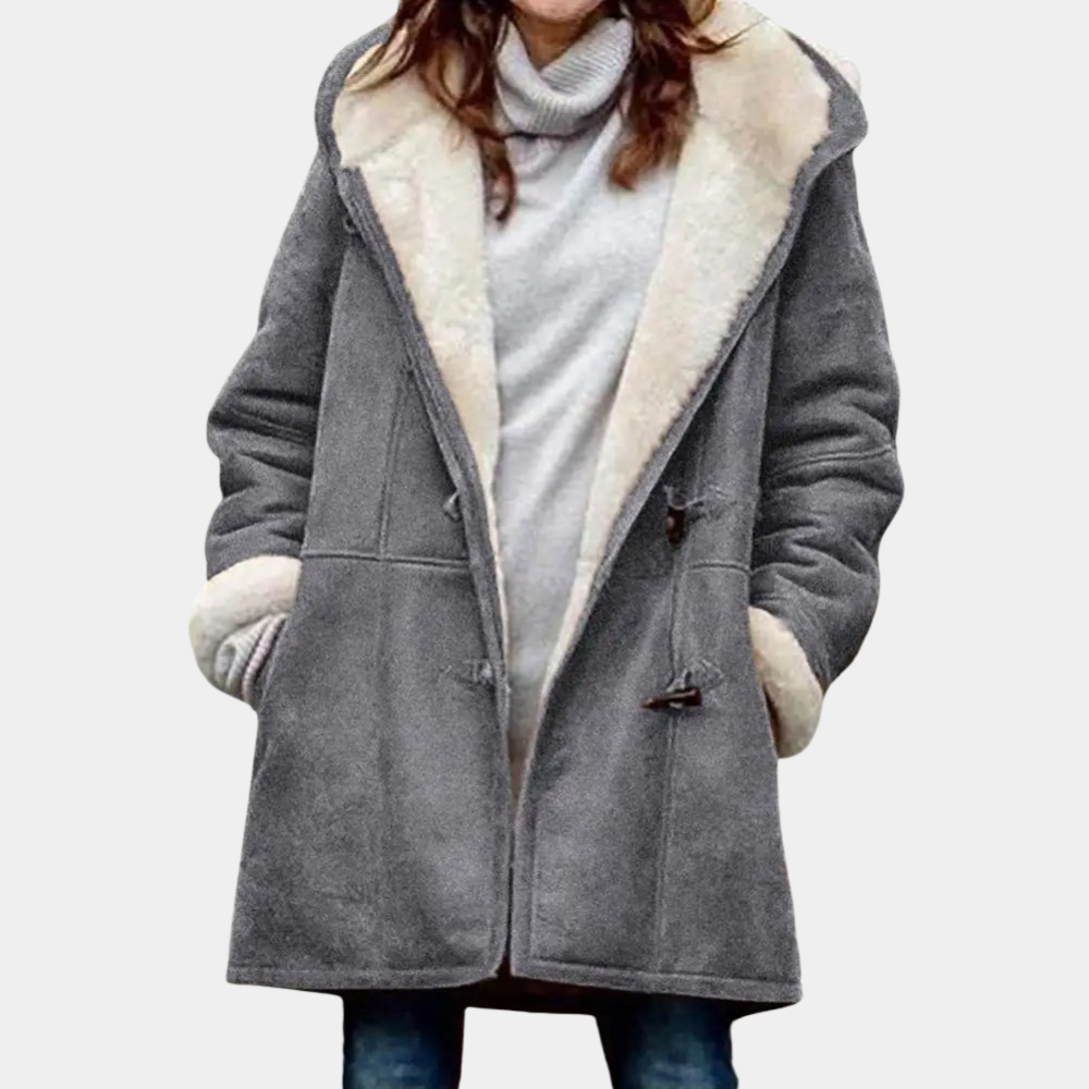 Lange winterjas met capuchon en moderne pasvorm – Dames