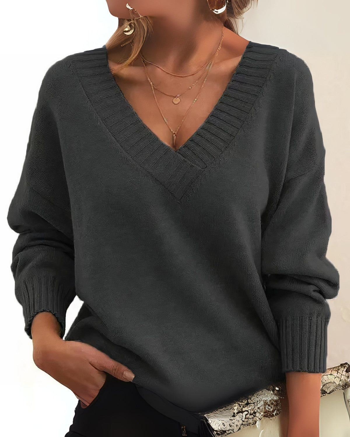 Luxe kasjmier trui met v-hals voor de winter – Dames