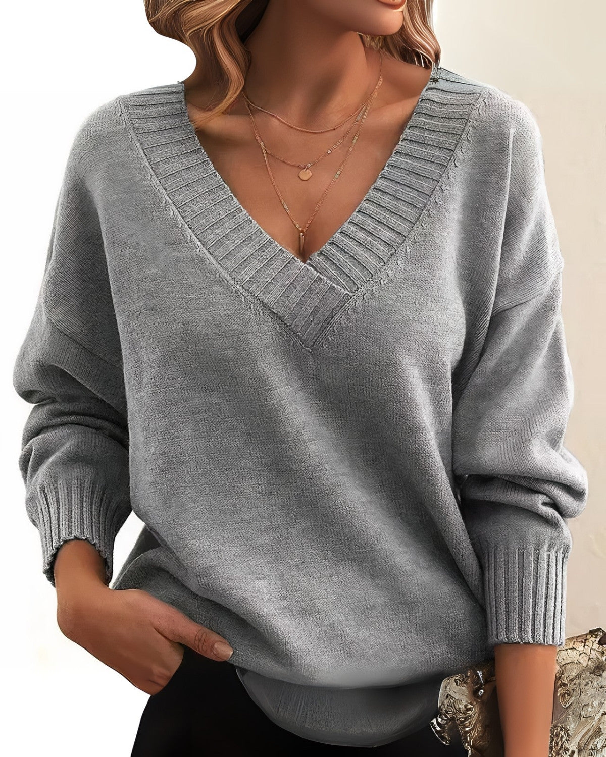 Luxe kasjmier trui met v-hals voor de winter – Dames