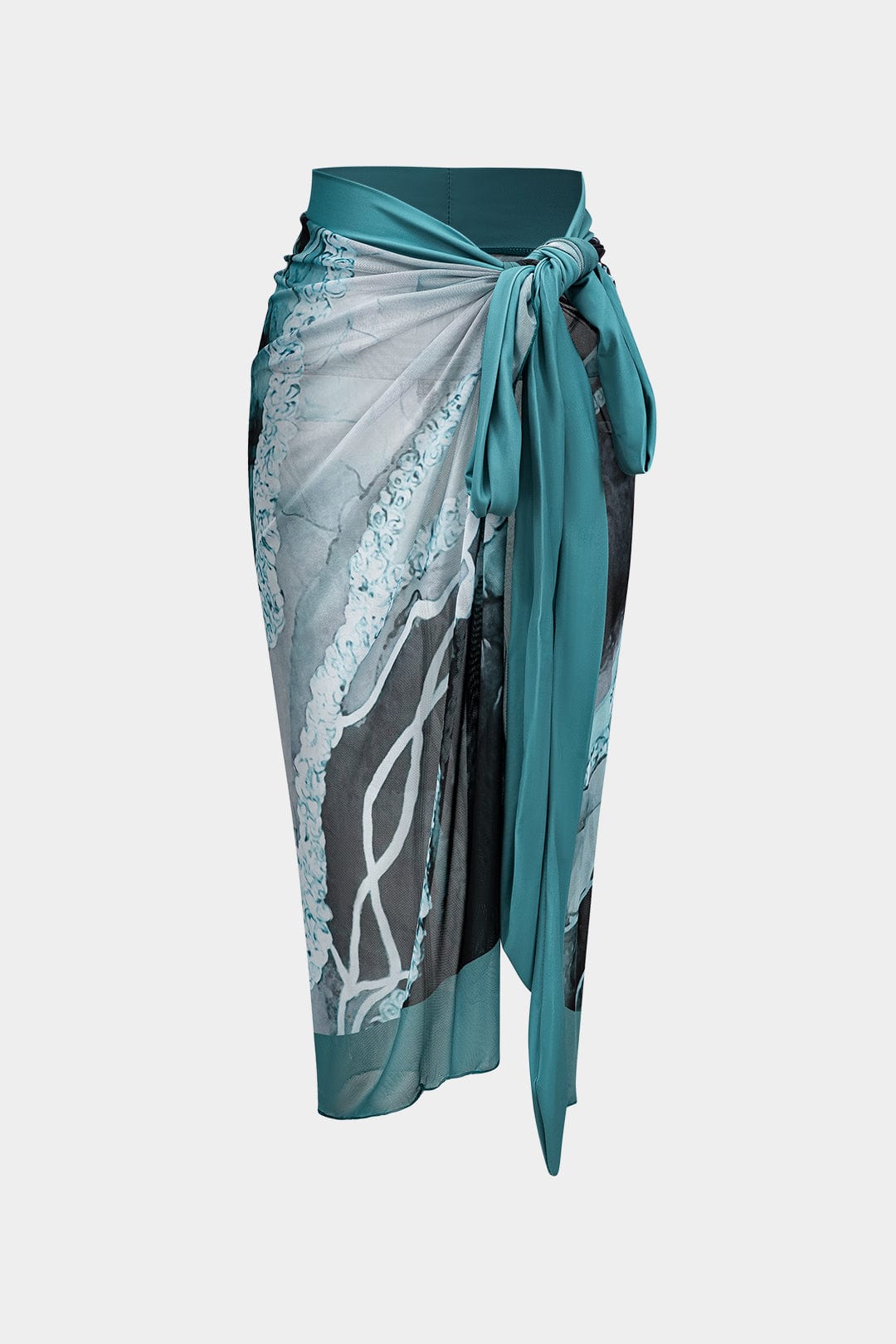 Stijlvol badpak met abstract patroon en sarong voor de zomer – Dames