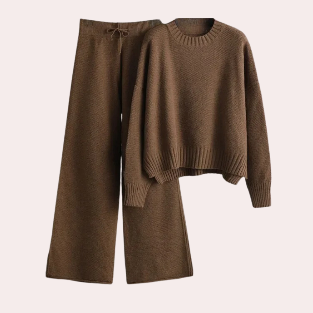 Gebreide dames set met trui en broek – Dames