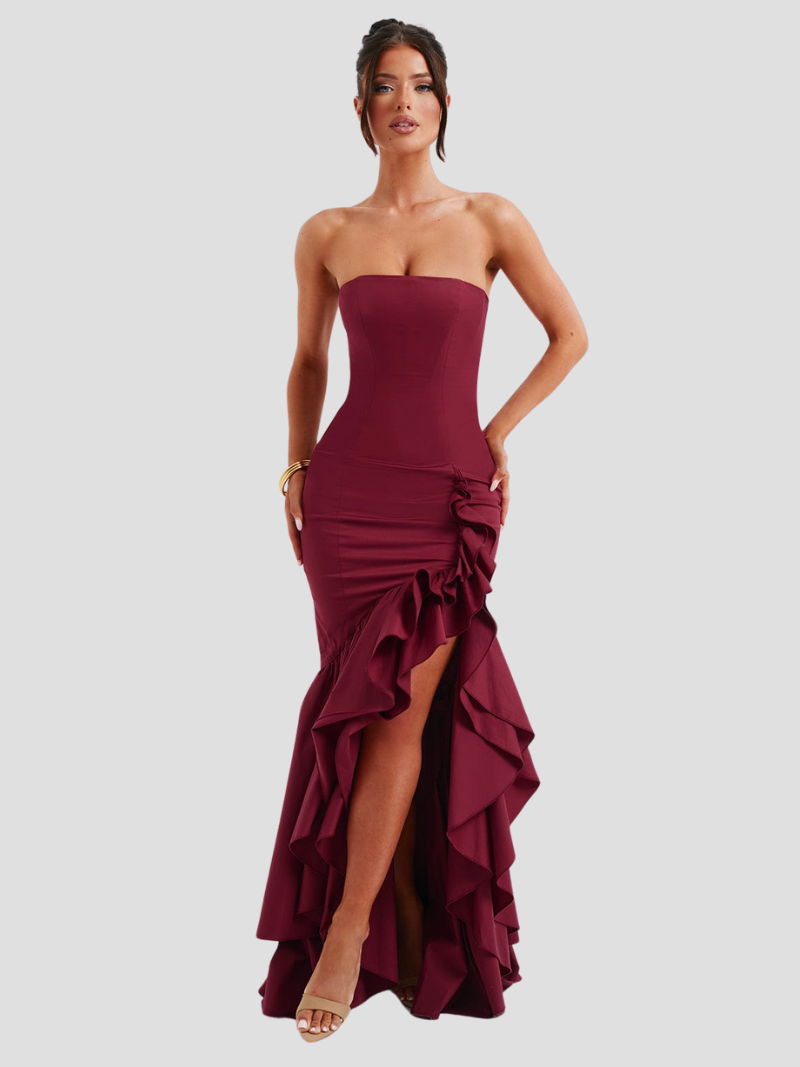 Mila | Elegante Maxi Zomerjurk Met Ruffle Split
