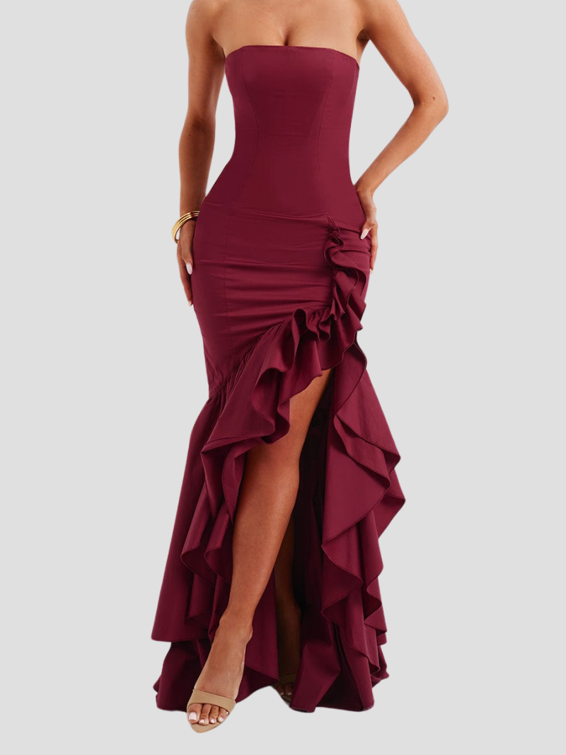 Mila | Elegante Maxi Zomerjurk Met Ruffle Split