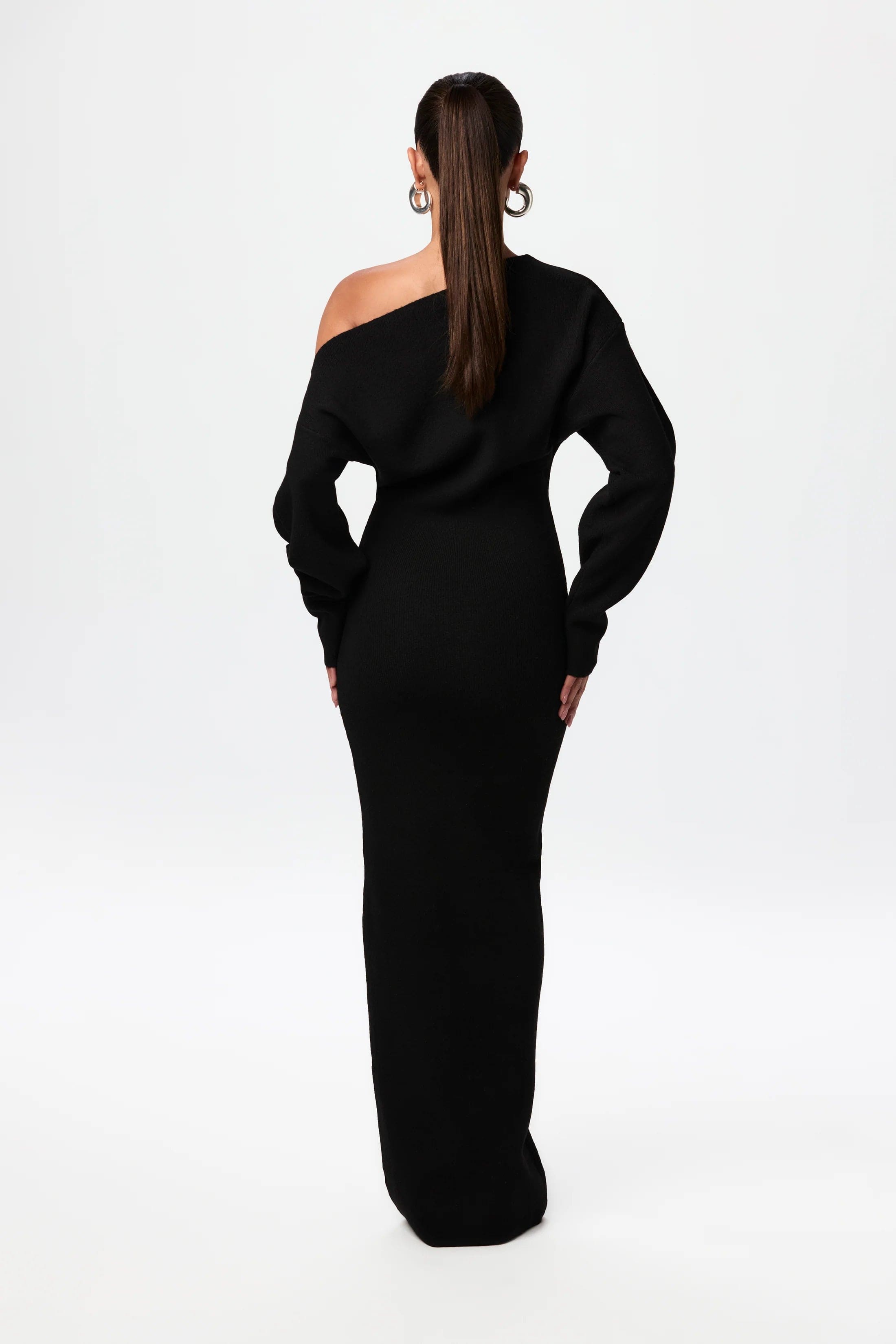 Elegante schouderloze sweater maxi jurk - Dames
