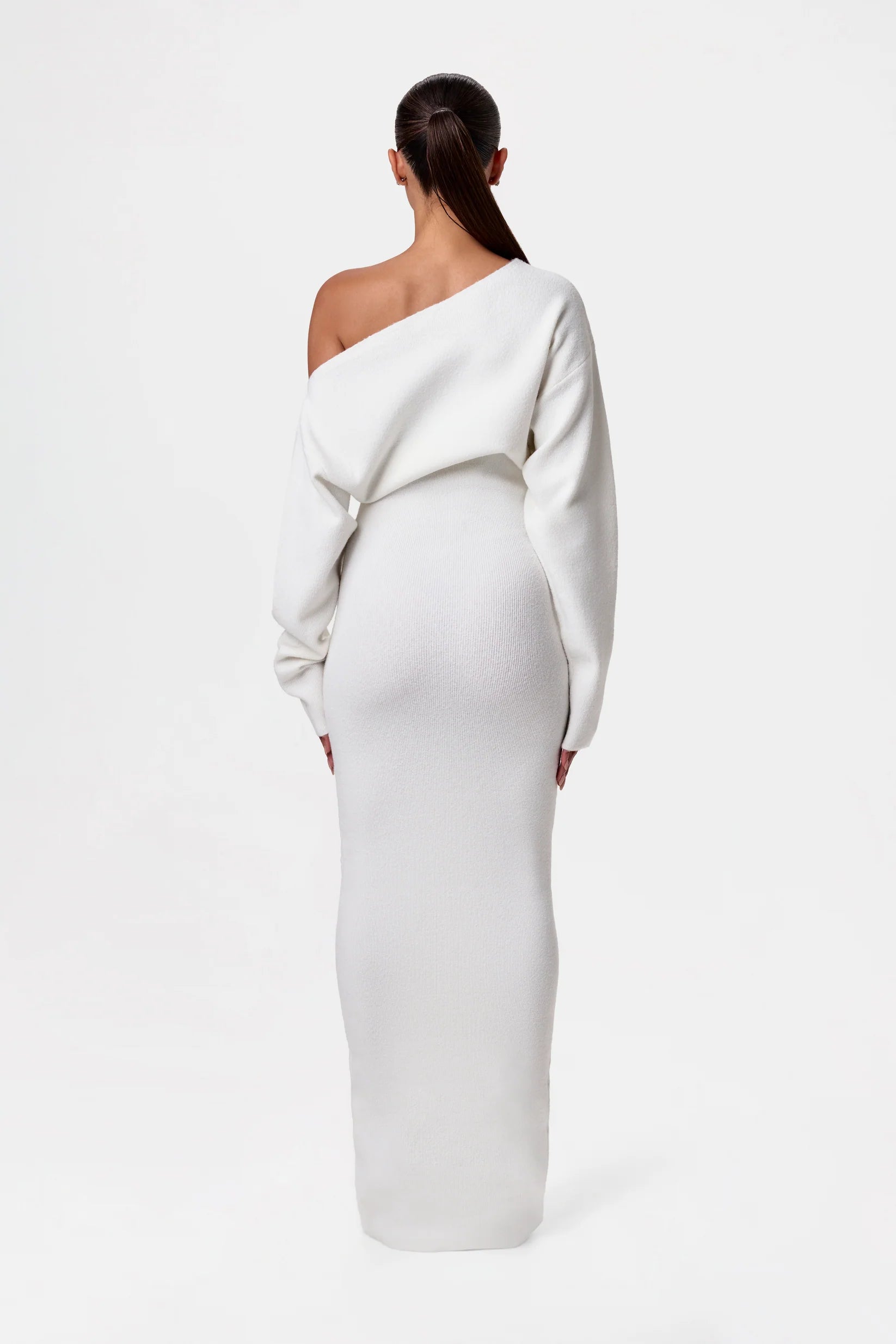 Elegante schouderloze sweater maxi jurk - Dames