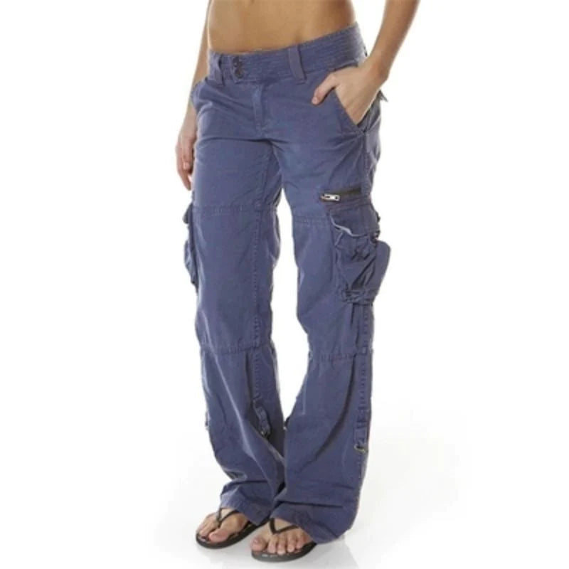 Cargo broek met flatterende pasvorm en praktische zakken – Dames