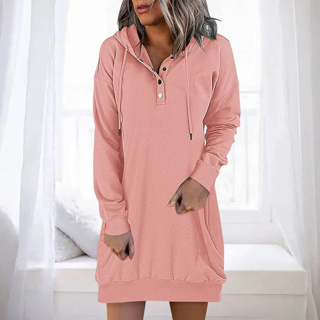 Comfortabele effen hoodie met minimalistisch design – Dames