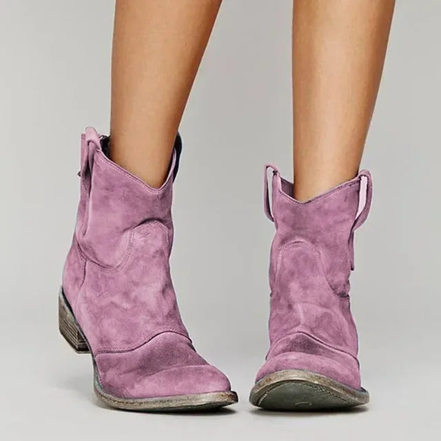 Leren enkellaarsjes in westernstijl – Dames
