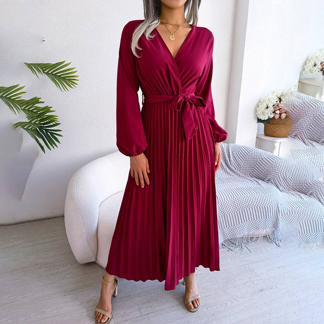 Elegante geplooide jurk met flatterende pasvorm – Dames