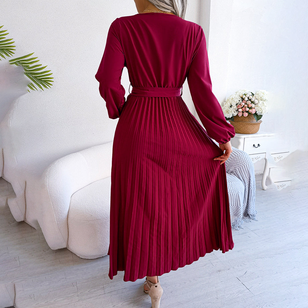Elegante geplooide jurk met flatterende pasvorm – Dames