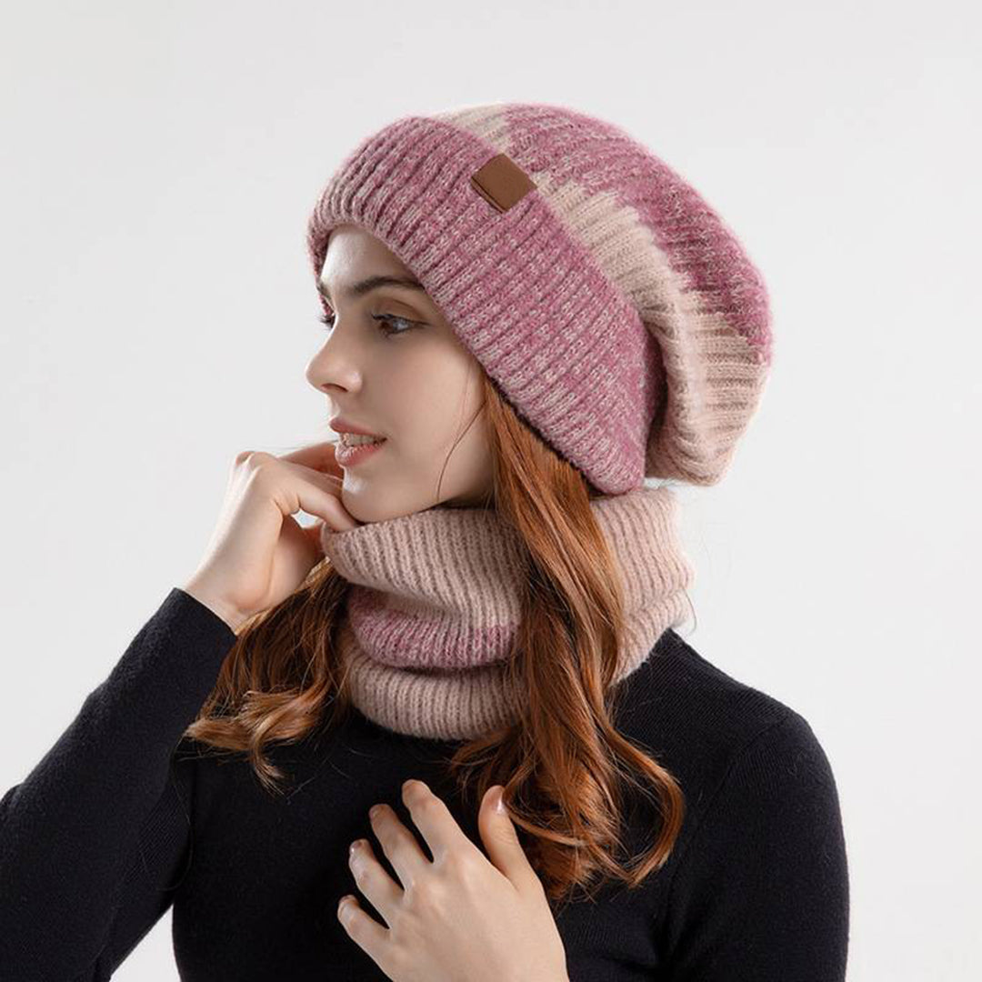 Warme muts en sjaal set met fleece voering – Dames