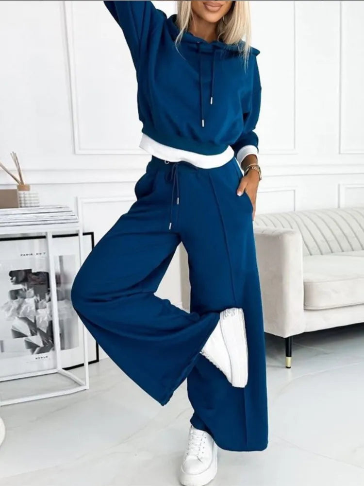Lounge set met hoodie en wijde broek – Dames