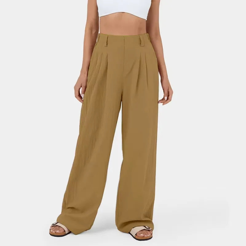 Elegante wijde pantalon met hoge taille - Dames