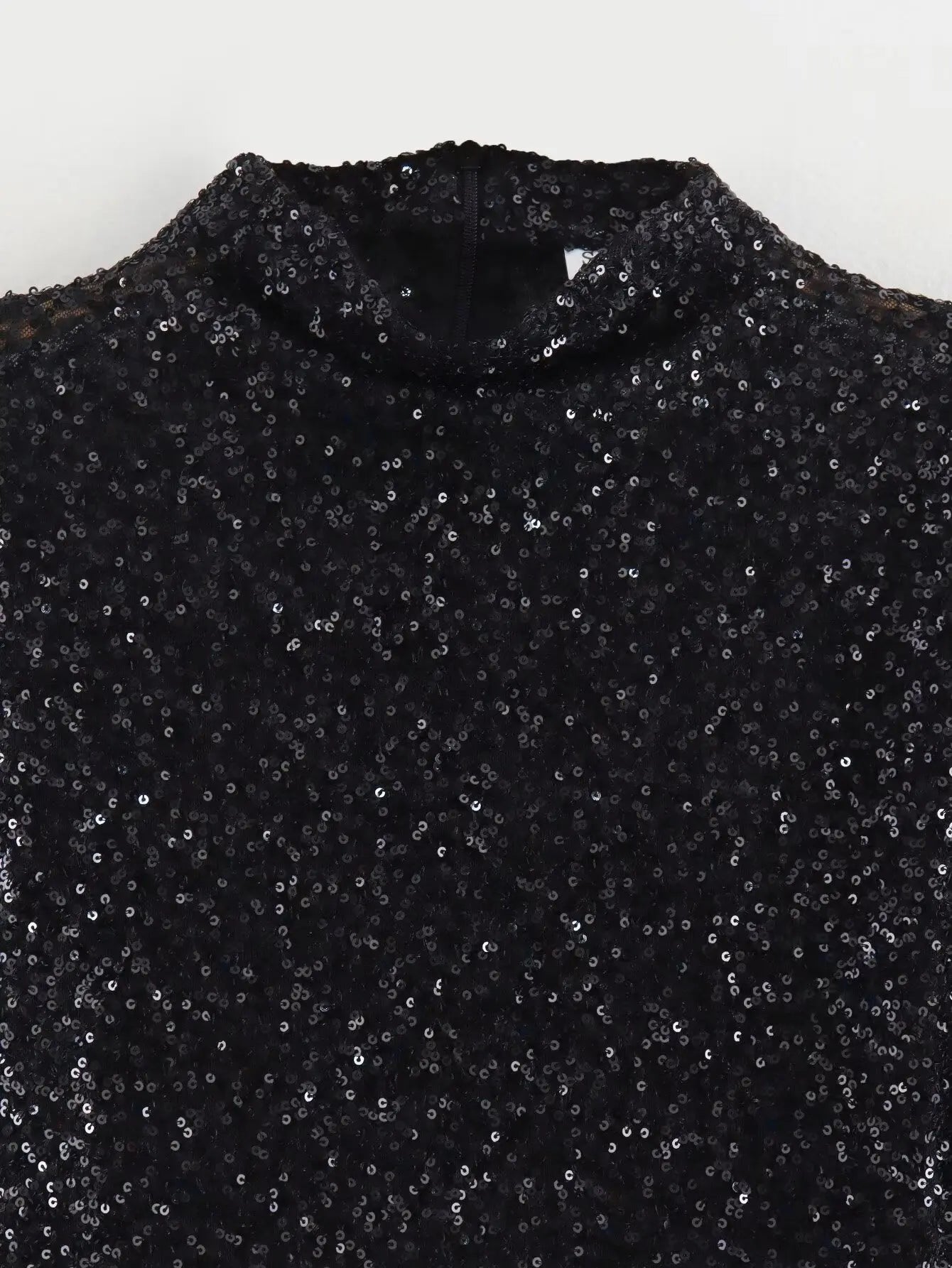 Glamoureuze pailletten mini jurk met schoudervulling – Dames