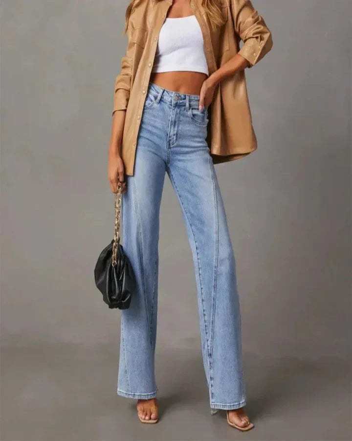 Trendy high-waisted jeans van katoenmix met oversized pasvorm – Dames
