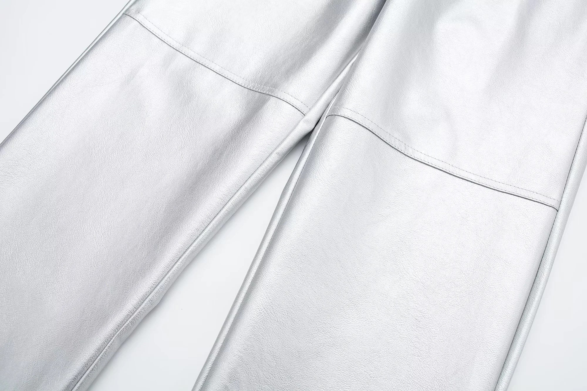 Stijlvolle metallic zilveren broek - Dames