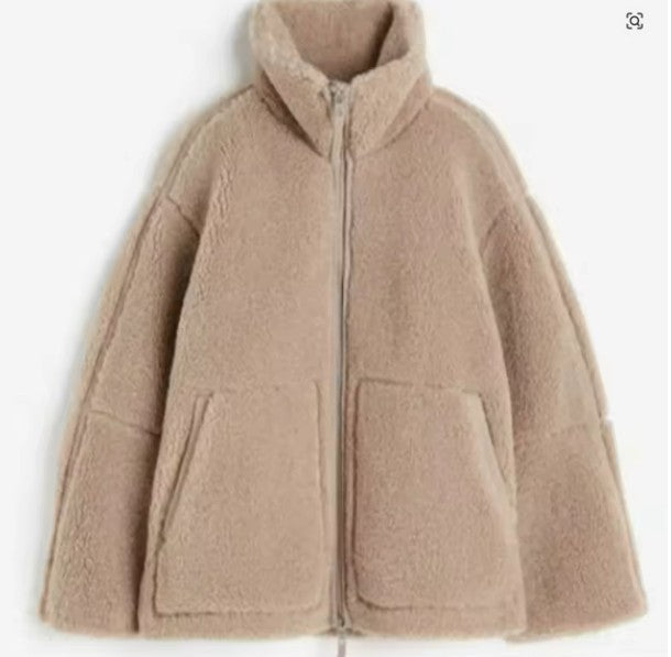 Oversized winter fleece jas met wolblend – Dames