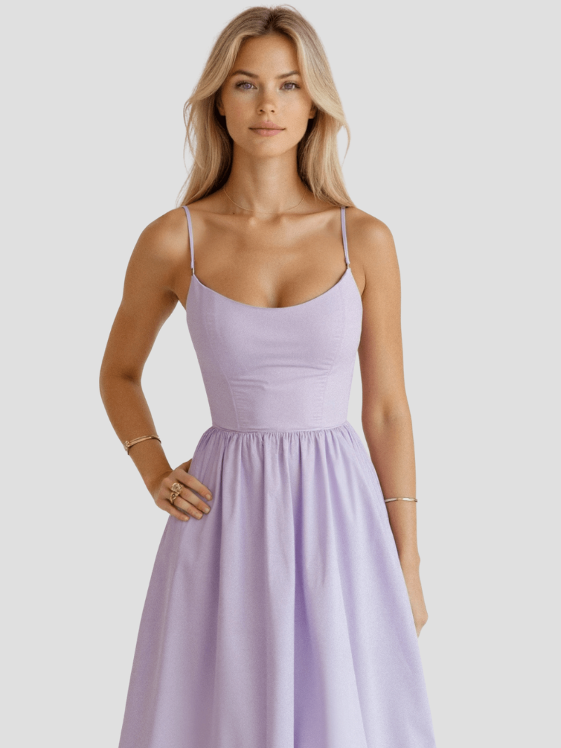 Sophie | Elegante Midi Zomerjurk Met Spaghettibandjes Voor Dames