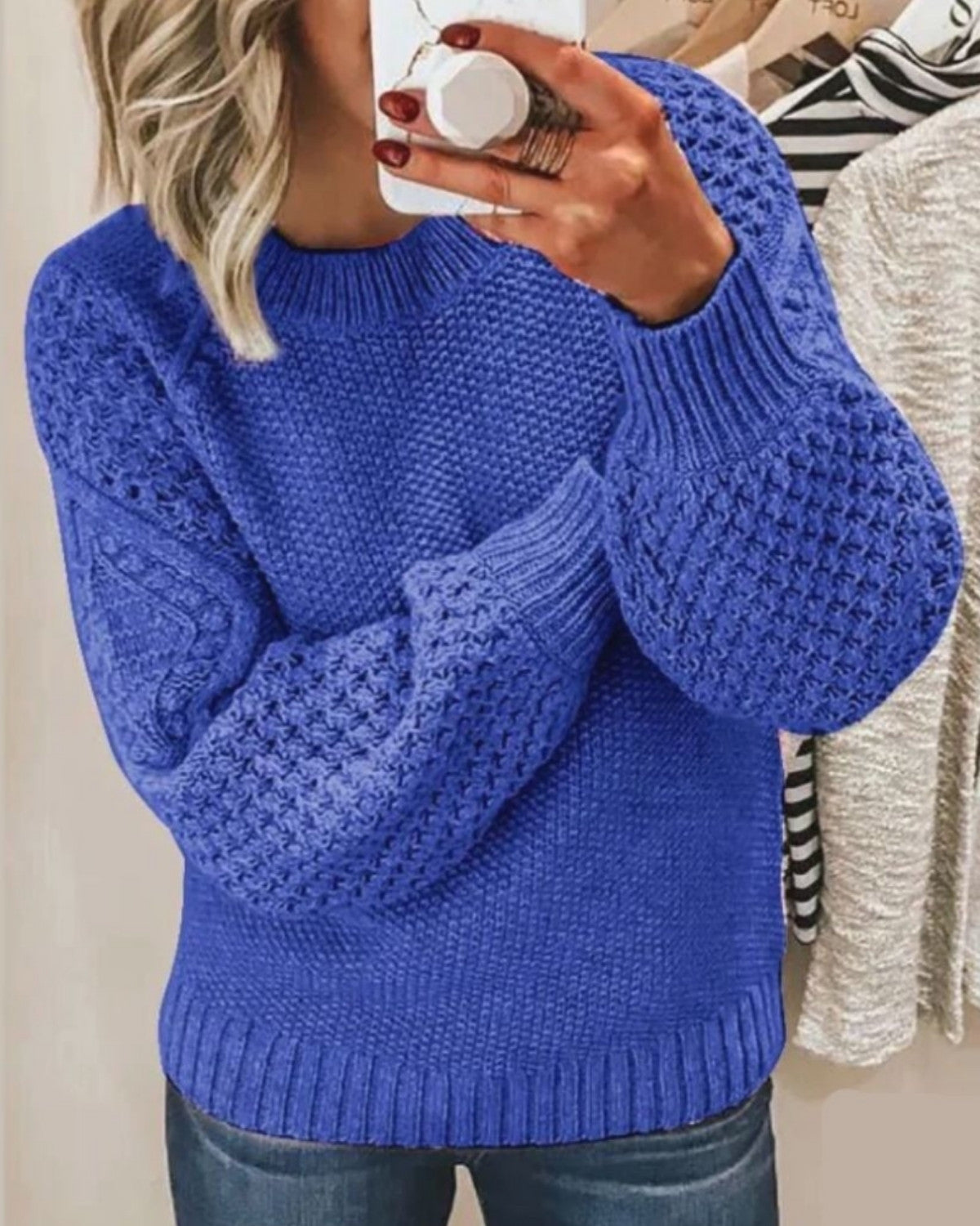 Stijlvolle gebreide trui van wolmix voor herfst en winter – Dames