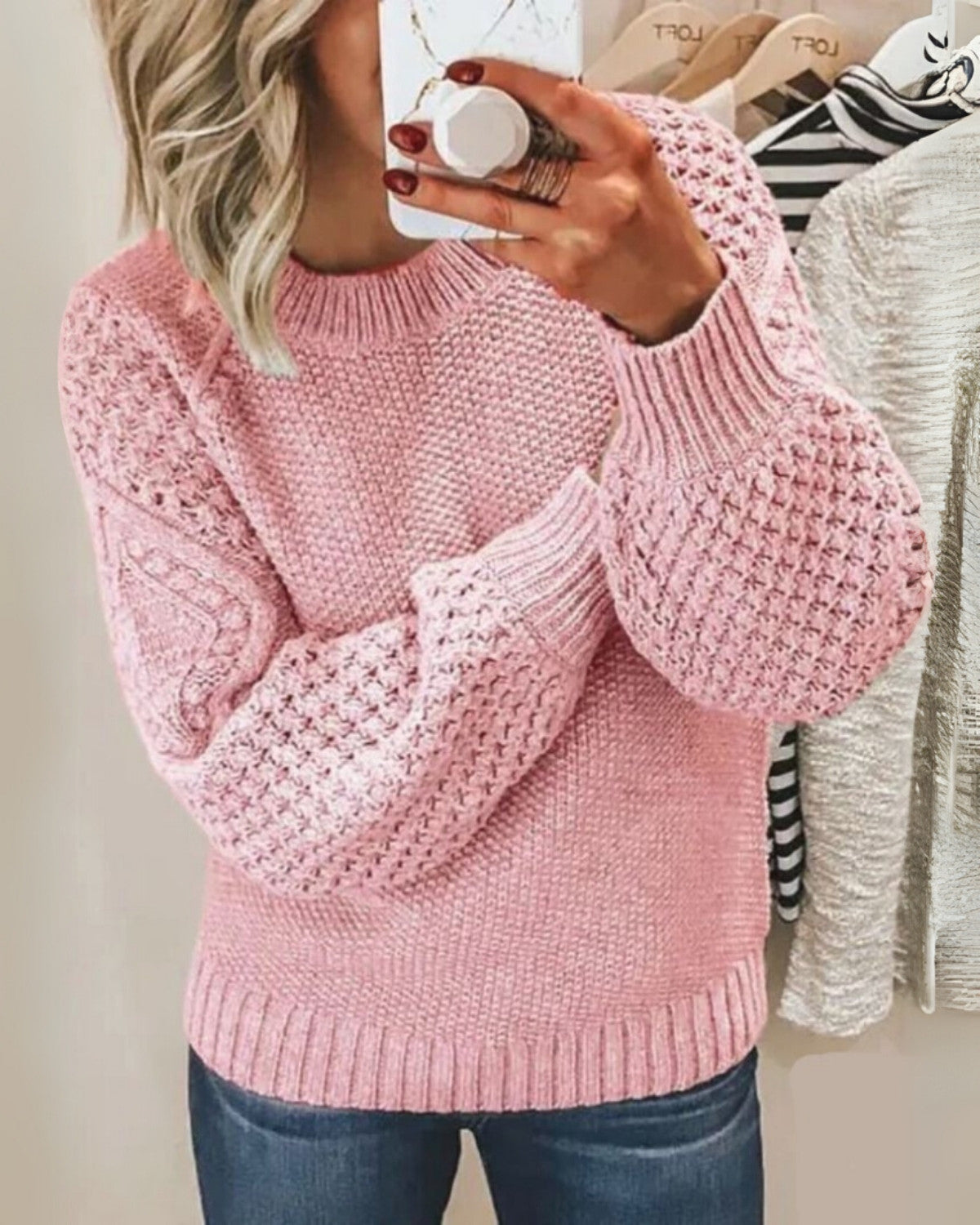 Stijlvolle gebreide trui van wolmix voor herfst en winter – Dames