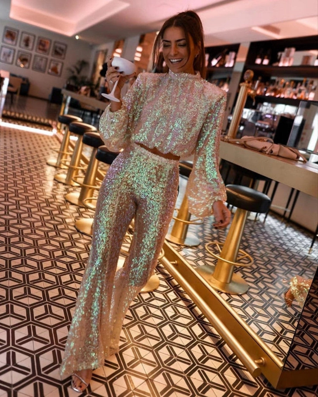 Stijlvolle glinsterende set voor feesten - Dames