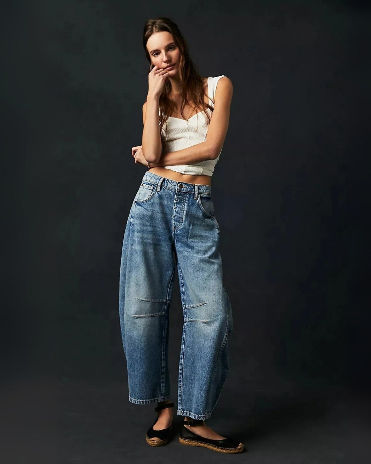 Stijlvolle halfhoge jeans van denim – Dames