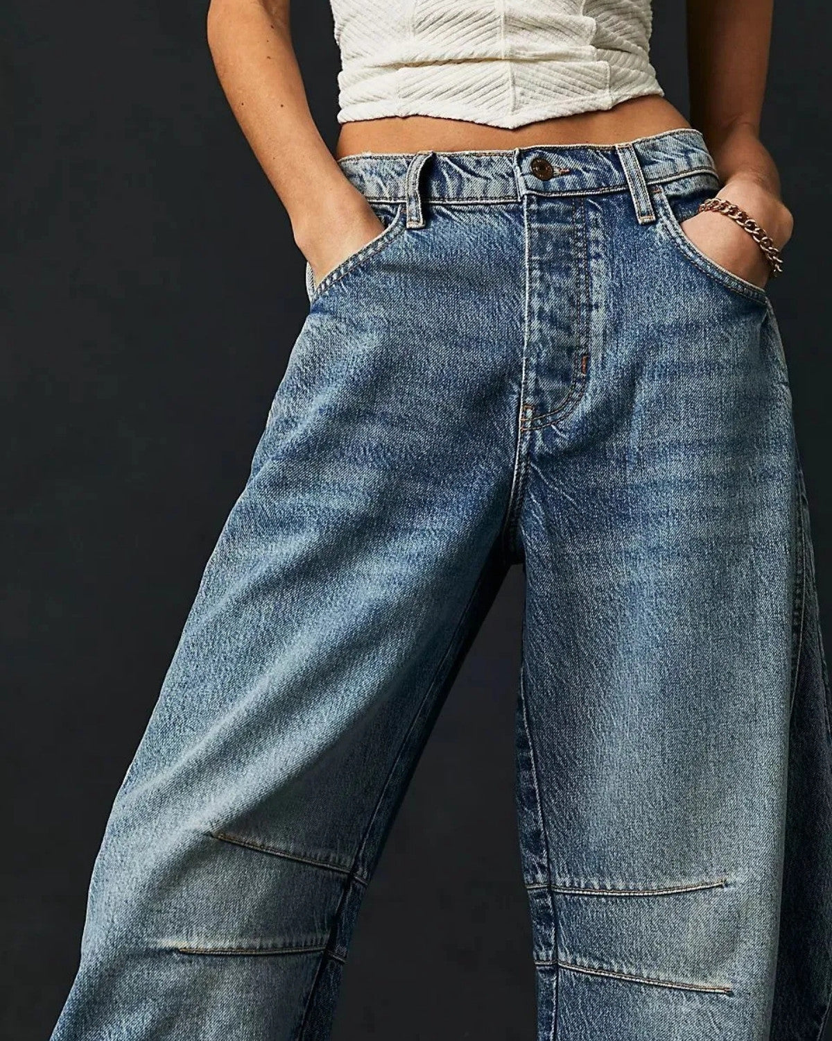 Stijlvolle halfhoge jeans van denim – Dames