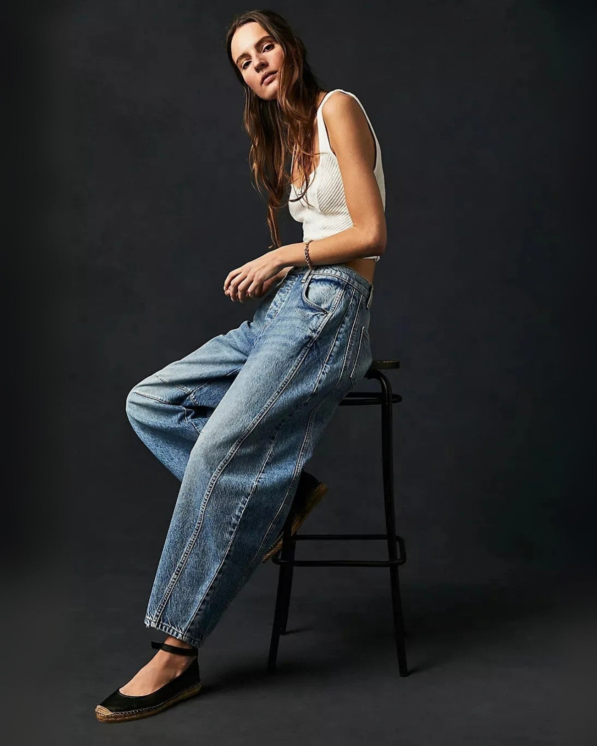 Stijlvolle halfhoge jeans van denim – Dames