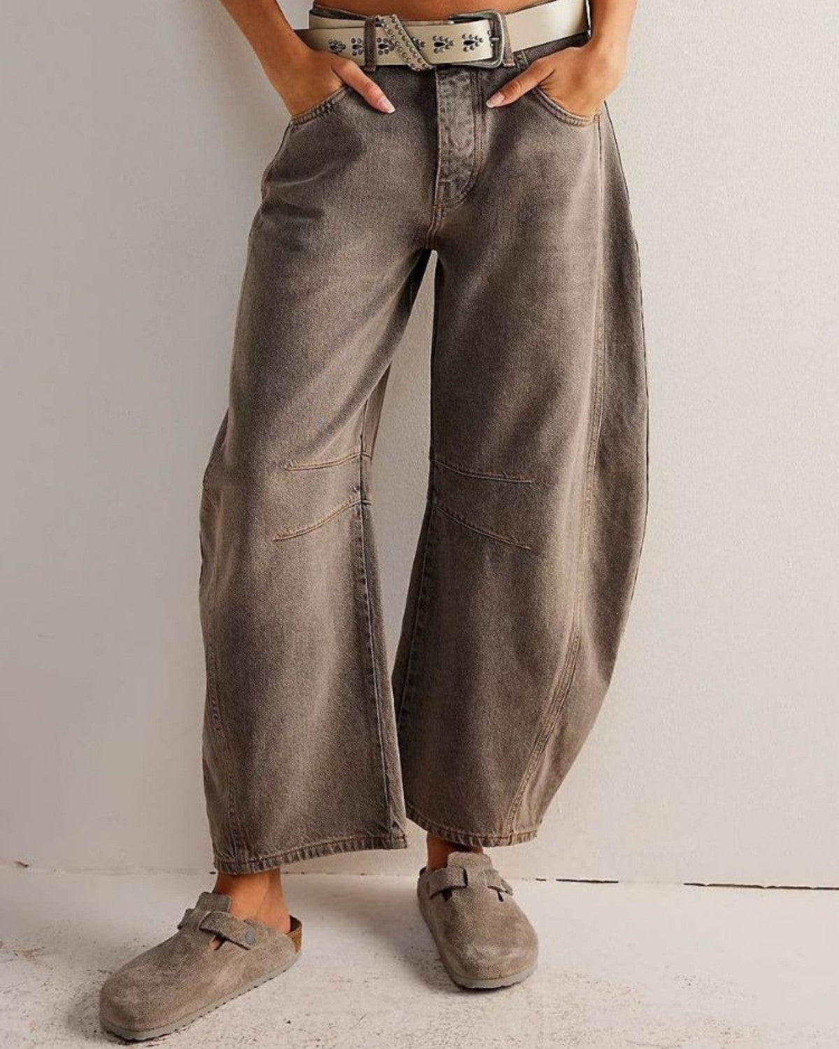 Stijlvolle halfhoge jeans van denim – Dames