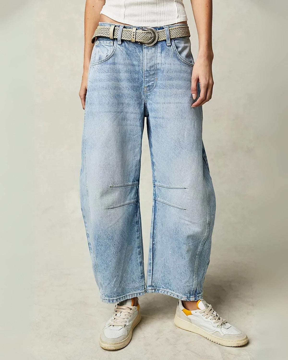 Stijlvolle halfhoge jeans van denim – Dames