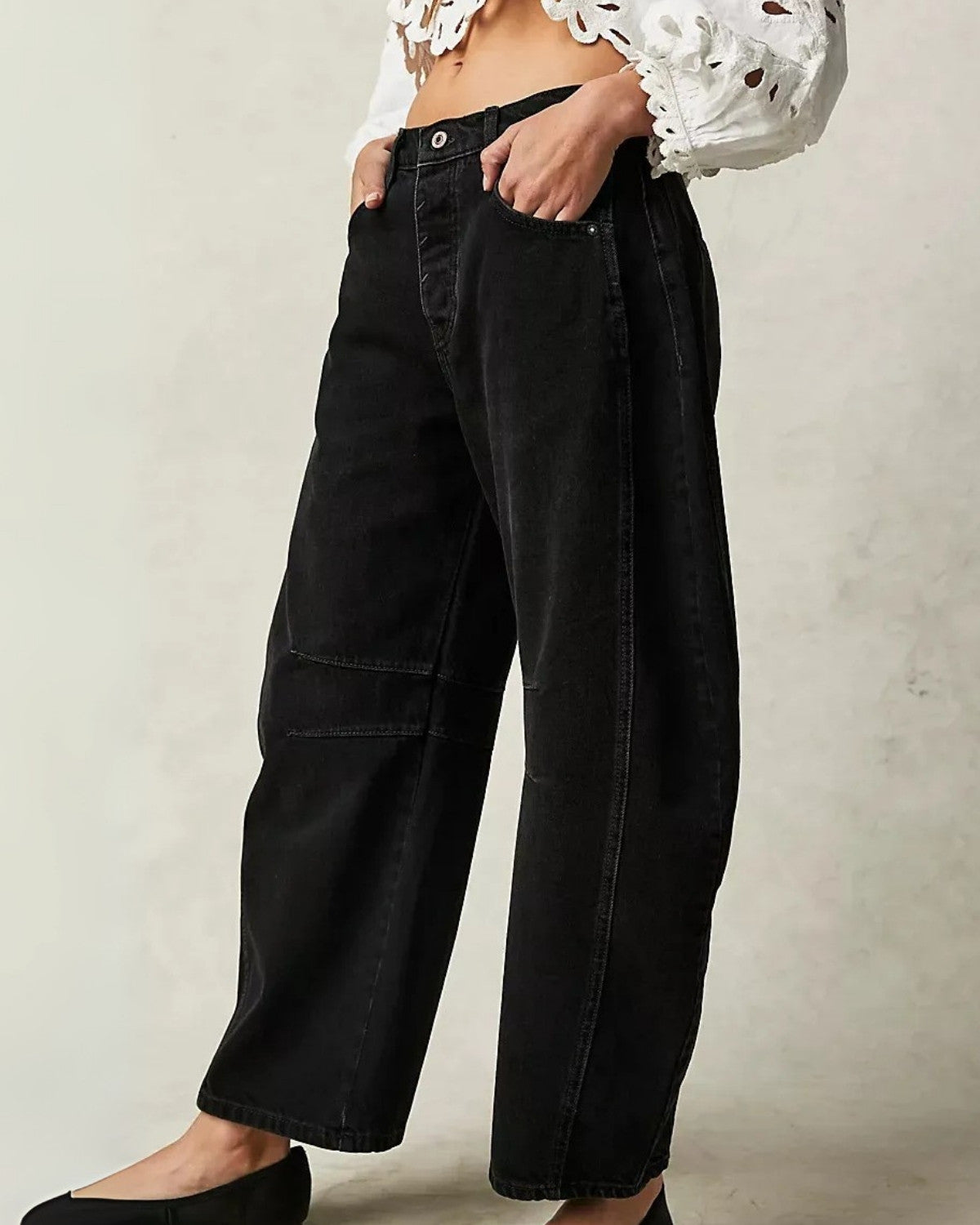 Stijlvolle halfhoge jeans van denim – Dames
