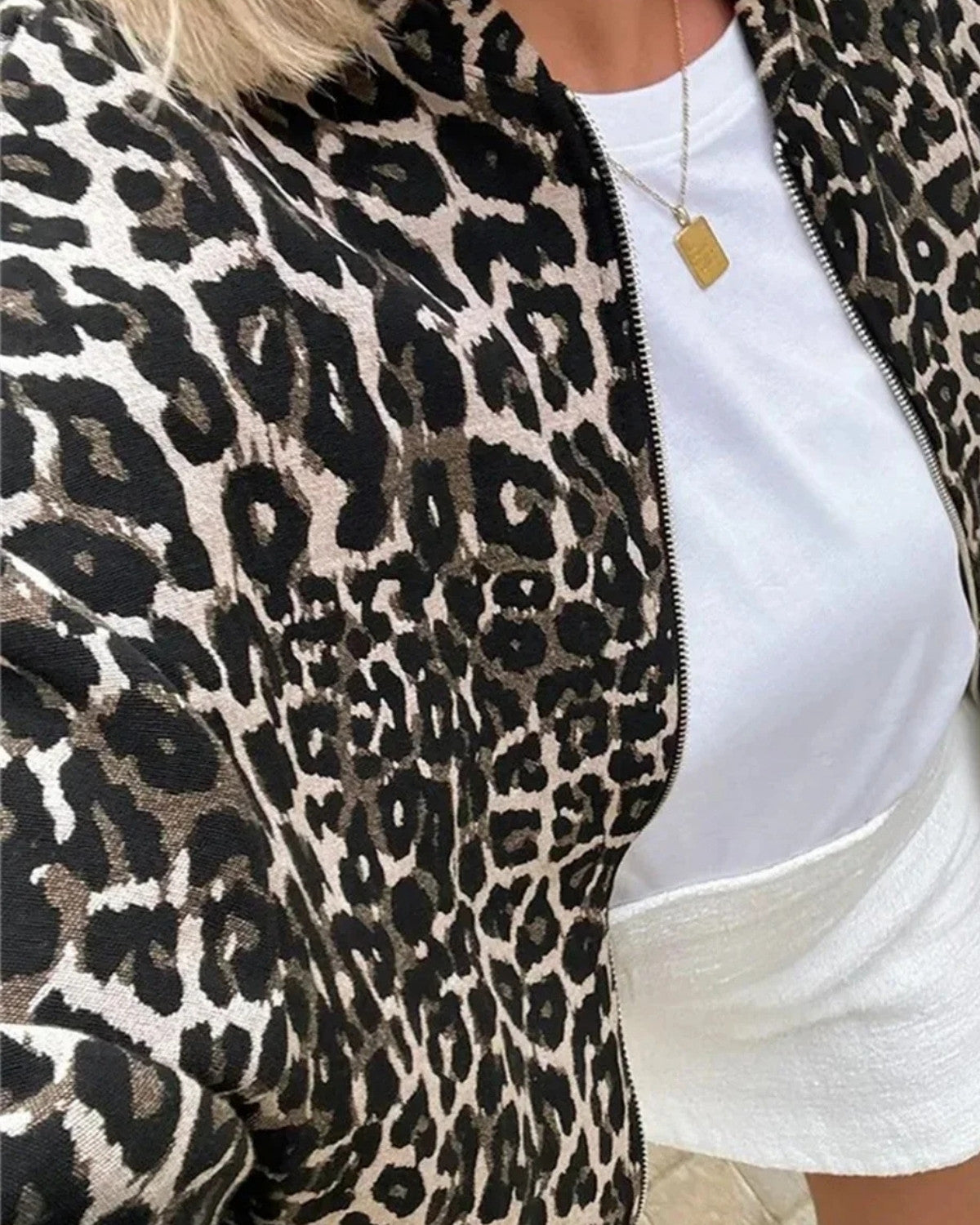Stijlvolle korte jas met luipaardprint voor de herfst – Dames