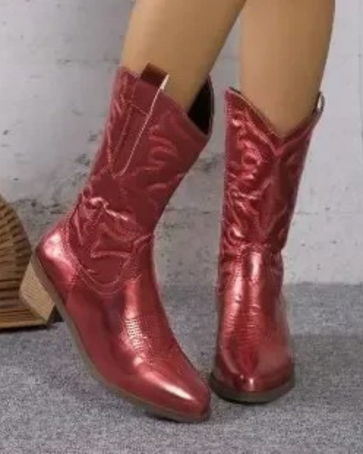 Stijlvolle leren cowboylaarzen met puntige neus voor winter – Dames
