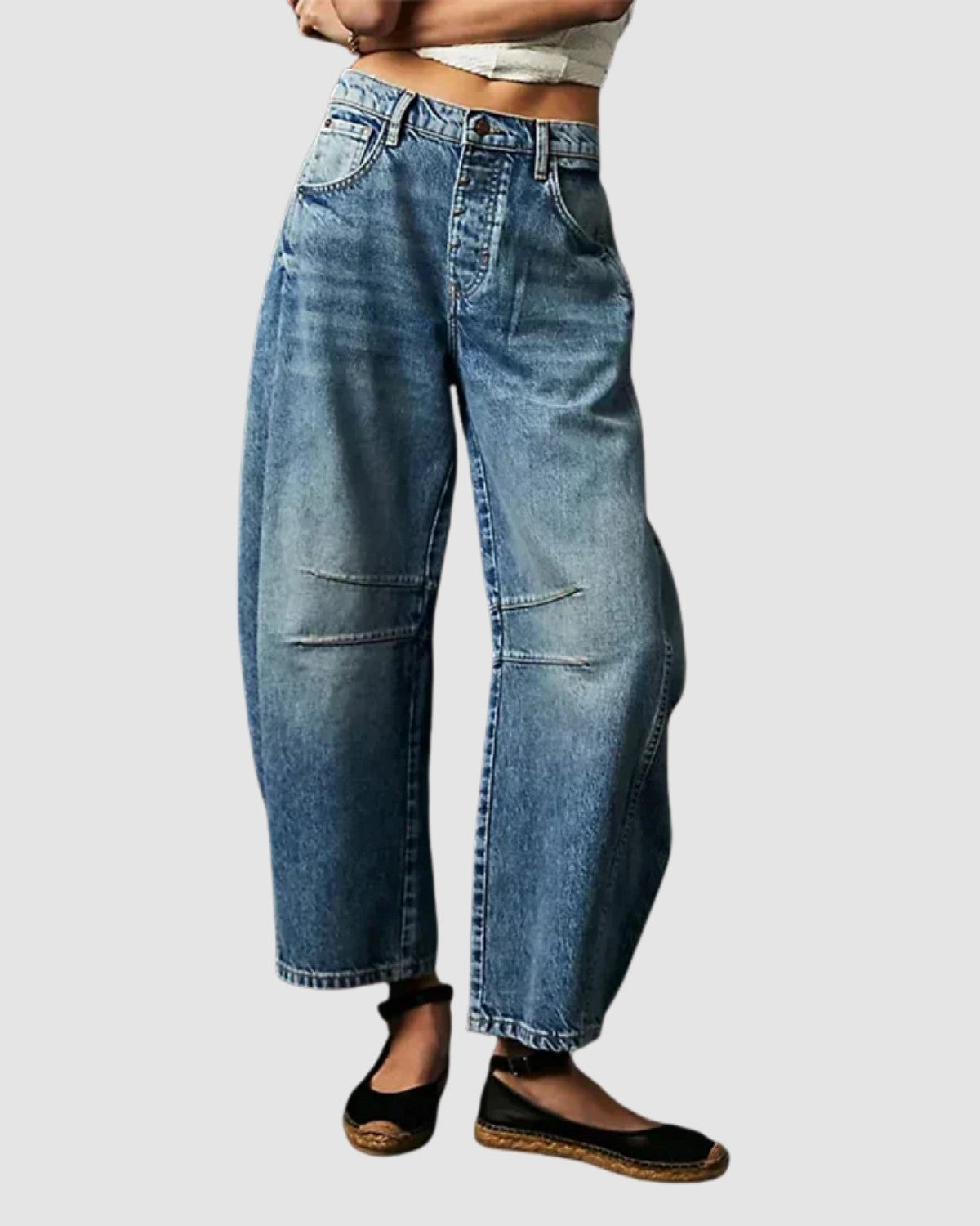 Stijlvolle wijde comfortabele denim jeans - Dames