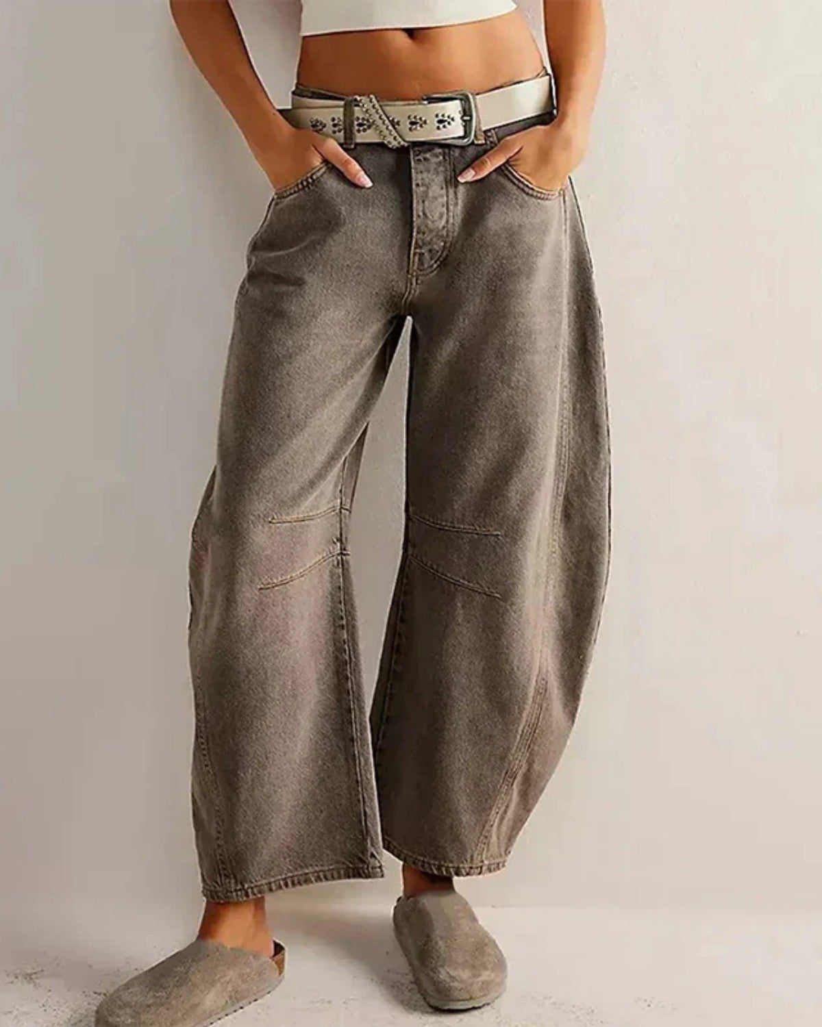 Stijlvolle wijde comfortabele denim jeans - Dames