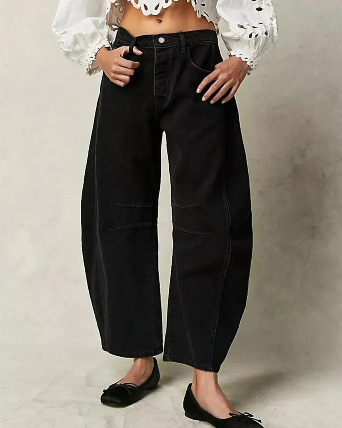 Stijlvolle wijde comfortabele denim jeans - Dames