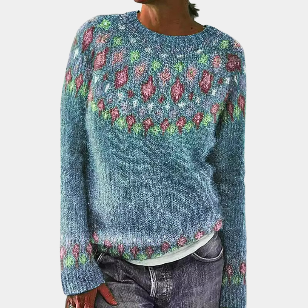 Warme wollen trui met stijlvolle print – Dames