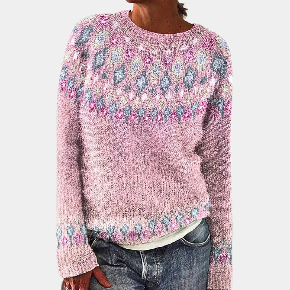 Warme wollen trui met stijlvolle print – Dames