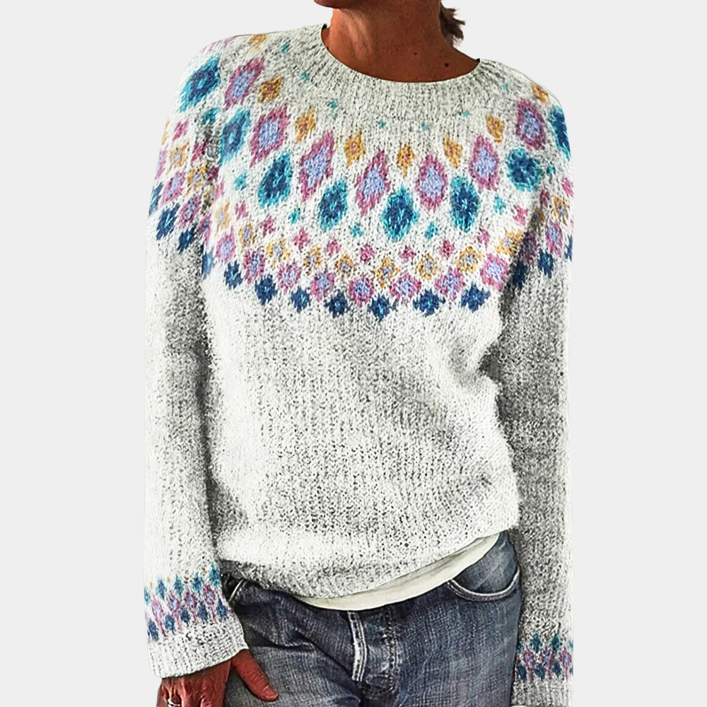 Warme wollen trui met stijlvolle print – Dames