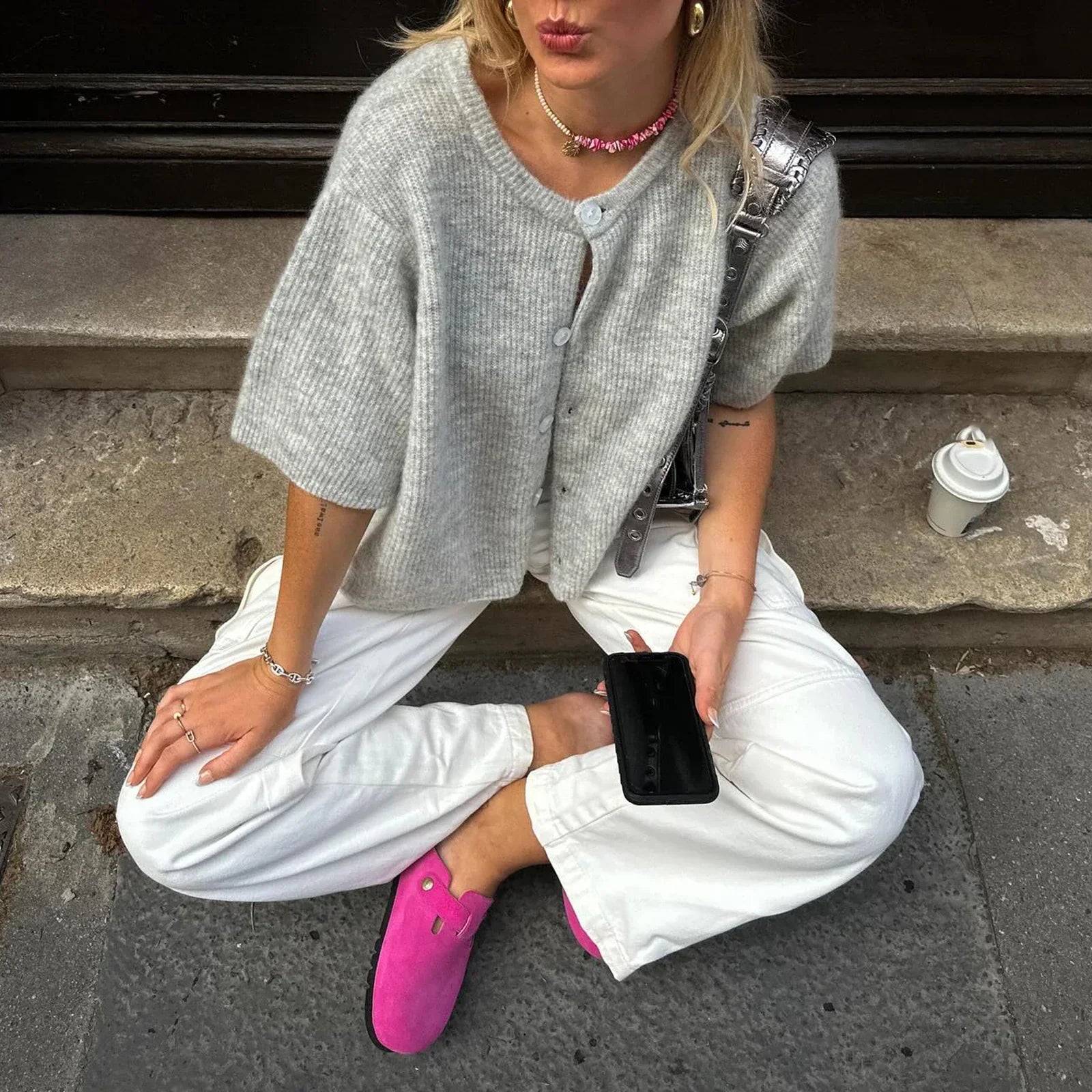 Stijlvol streetwear vest met korte mouwen en ronde hals – Dames