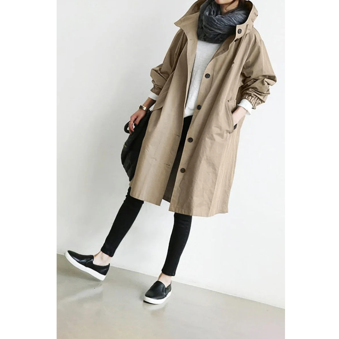 Lange waterdichte trenchcoat met elegante pasvorm – Dames