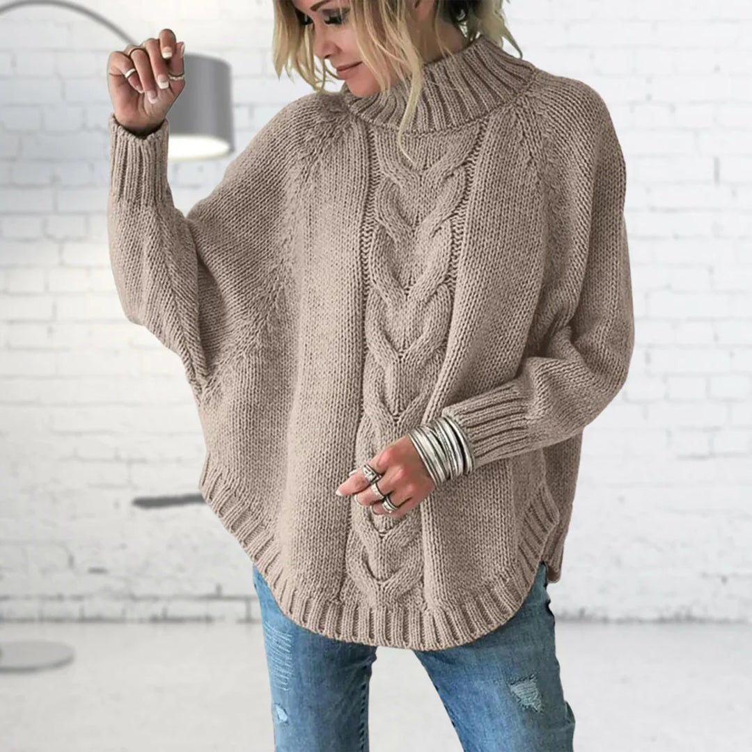Lange grof gebreide wintertrui met elegante uitstraling – Dames