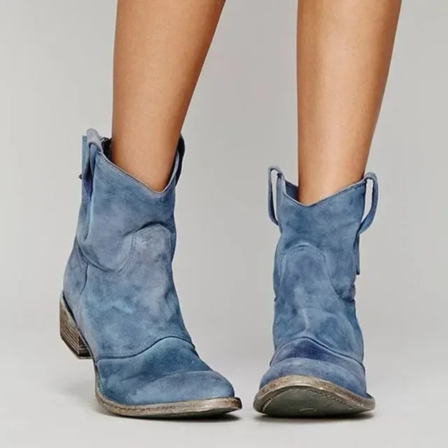Leren enkellaarsjes in westernstijl – Dames