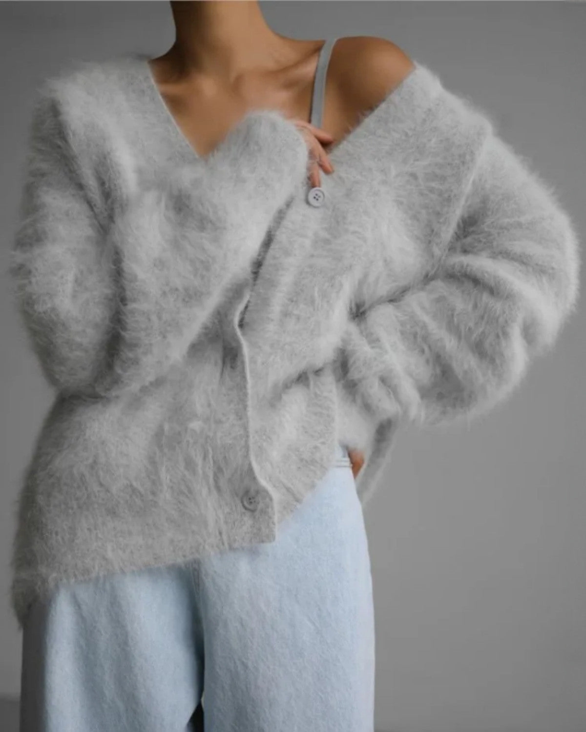 Verfijnd couture cardigan van kasjmierblend met elegante uitstraling – Dames