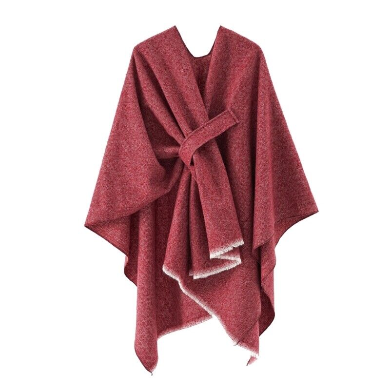 Elegante kasjmier poncho met retro design – Dames