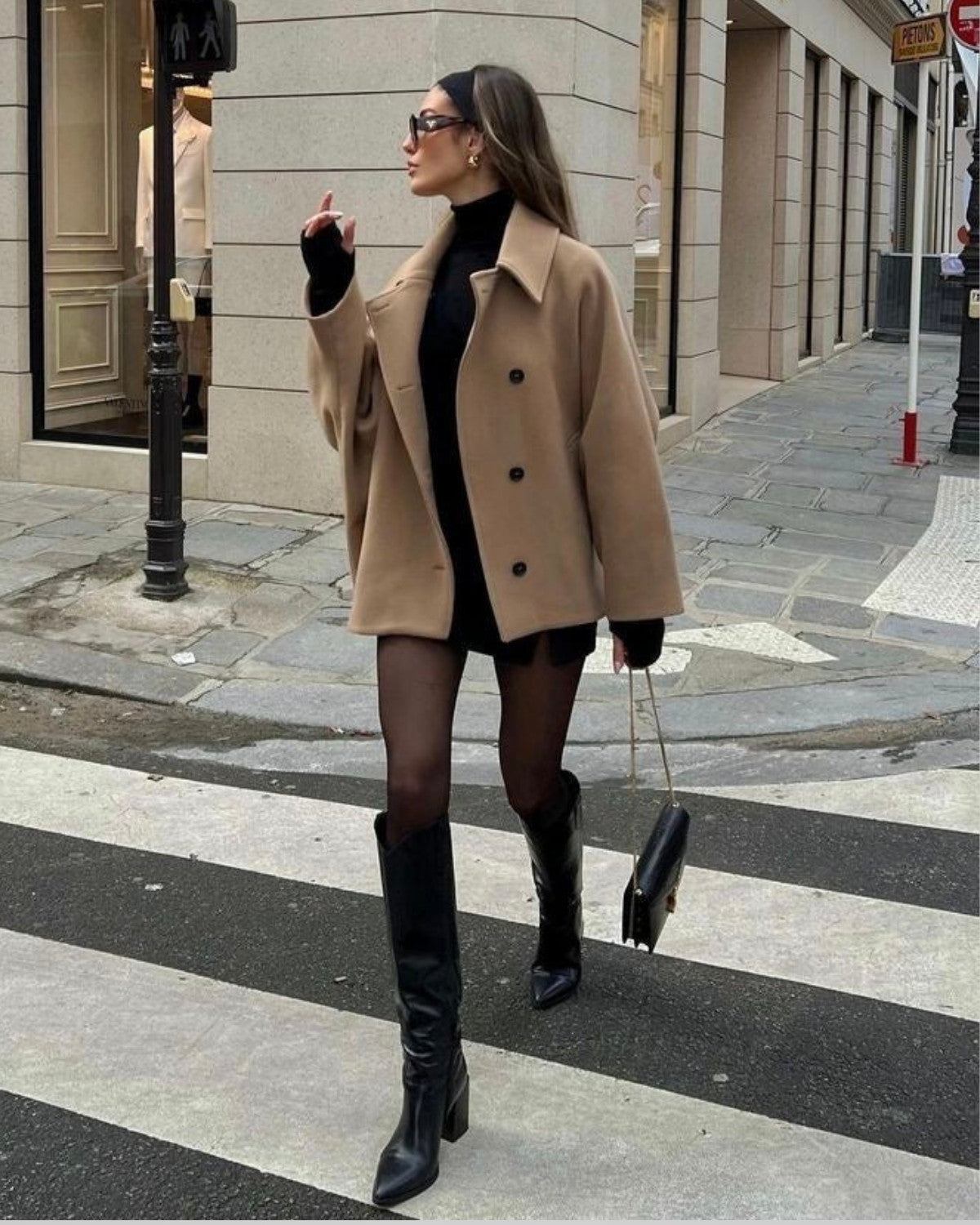 Warme wollen oversized herfstjas met knopen – Dames